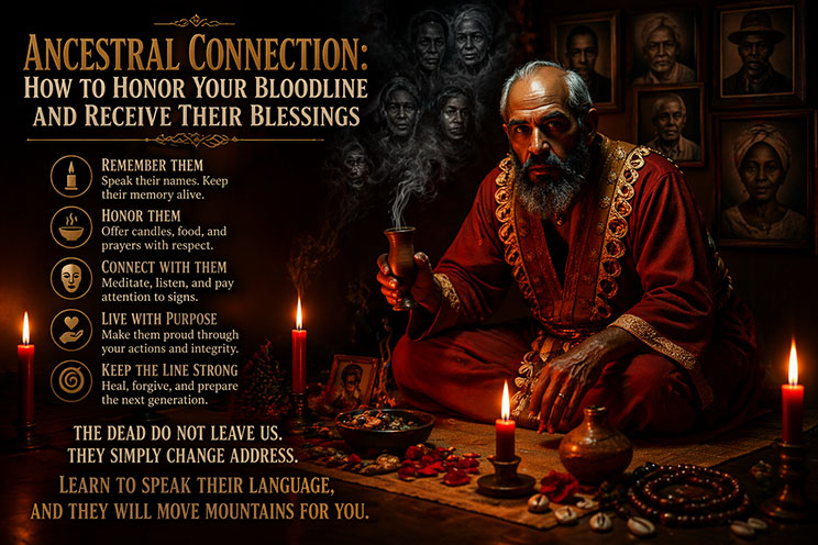 Louis Voodoo Priest lighting candles at ancestral altar